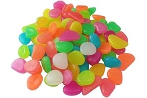 Mdurian 200Pcs Pierre Lumineuse Galet Lumineux Cailloux Brillants dans Le Noir pavés pour Maison Jardin passerelle Aquarium Patio pelouse Décoratives Coloré