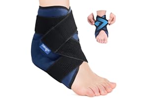 NEWGO Ankle Ice Pack Wrap for Swelling, Reusable Gel Ice Pack for Sprained Ankle Injuries, Cold Compression Therapy for Pain Relief, Plantar Fasciitis Relief, Achilles Tendonitis, Foot & Heel