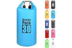 MORAINJAY 30L Borsa Impermeabile,Azzurro Waterproof Zaino Impermeabile Sacco Impermeabile con Tracolla Regolabile,2L/5L/10L/15L/20L/30L Dry Bag per Outdoor Sport Acquatici,Barca, Pesca, Rafting, Nuoto