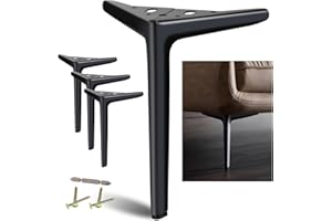 SunVFaFa Metal Legs for Furniture Set of 4, Matte Black Furniture Legs 25cm, Short Cabinet Legs Heavy Duty, Modern Couch Feet Replacement for Sofa Cube Storage Futon Nightstand