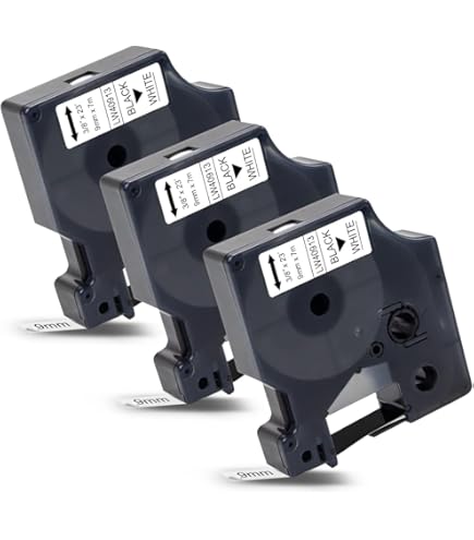 4x Schwarz Auf Weiß 18444 Etikette Vinylband Für Dymo Rhino 5000 5200 6000 1/2