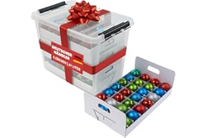 Quality-Collection Weihnachtskugel Box mit transparentem Deckel, 5 Trays, Aufbewahrung für 79 Kugeln, Christbaumkugel Box, Schutz und Sicherheit für Christbaumschmuck und Deko (61 Liter)