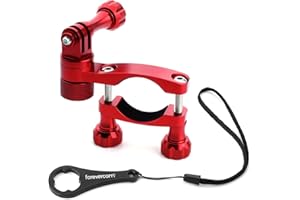 Forevercam Soporte de aluminio para manillar de bicicleta de montaña con rotación de 360° y bloqueo compatible con cámaras de acción GoPro