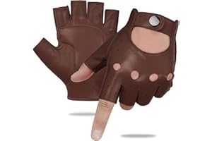 GSG SINCE 1998 GSG Gants Sans Doigts en Cuir Véritable pour Hommes Gants Mitaines de Conduire à Demi-doigts non Doublés M161078