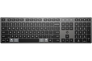 HP 720 Multi-Device Rechargeable Wireless Keyboard | Ultra-fast Rechargeable Supercapacitor | 2 Months of Usage from a 3-Minute Charge | 22 Programmable Keys | 2.4GHz and Bluetooth | Black
