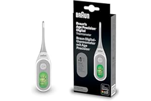 Braun Age Precision Termómetro digital , Varilla digital para usar en múltiples sitios , Vía oral, rectal o axilar , Apto para bebés y niños pequeños , La marca #1 entre los médicos(1) , PRT2000