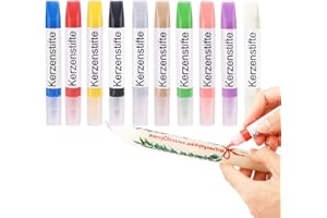 Ovaletta 10 Farben Kerzen Bemalen Set, Kerzenstifte, Wachsplatten für Kerzen, Candle Pen, Kerzenstifte zum Verzieren, Keramik Bemalen Set, je 10 ml