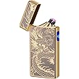 lcfun Electric Plasma Lighter with Cross X Dual Arc,USB Rechargeable Flameless Lighter with Cool Dragon Winding Pattern,Electronic Windproof Dragon Lighter,Gift for Men(Cool Gold Dragon) (SEM-506)