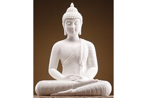 Qinlang 30 cm vit Buddha-staty för heminredning, keramisk meditation Buddha-dekoration för hemmet