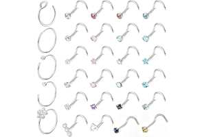 Eniyou Piercing de Nariz de Acero Quirúrgico 29 Piezas - Pendientes y Pirsins para Hombres y Mujeres