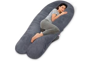 Wndy's Dream Cuscino gravidanza, grande cuscino per tutto il corpo a forma di U, cuscino multifunzionale per gravidanza 78 x 158 cm, rivestimento grigio