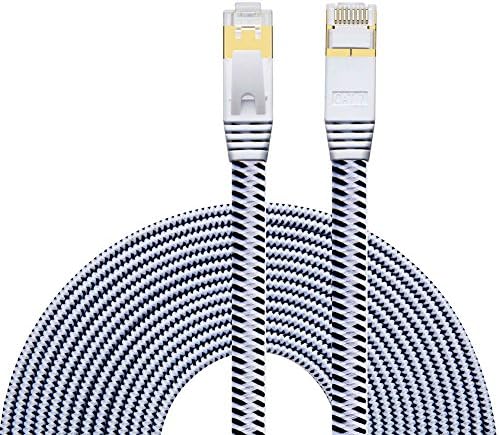 Cat 7 Ethernet Cable 10M:Nylon CAT7 Shielded RJ45 Ethernet Patch Network Cable Professional Gold Plated Plug STP Wires Cat 7 Networking Cable Patch/ Modem/ Router/ LAN Black &amp; White (10m/33ft)