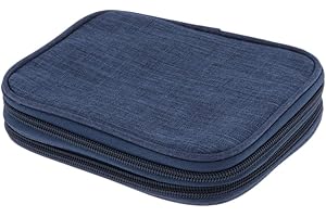 Hellery Nähset Tasche Organizer für Strick- und Häkelnadeln, Metall und Kunststoff, Blau, für Zuhause und unterwegs, Aufbewahrung und Organisation von Nadelzubehör