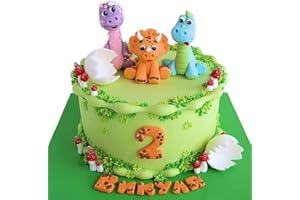 YQ-BEST 3 Pcs Baby Dinosaur Cake Toppers 3D Dinosaur Cake Decorations for Baby Shower Boys Girls Forest Animals Theme Birthday Party Decor