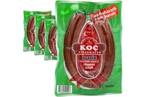 ‎PUFAI Wurst Sucuk - Leckere Würzige Wurst - Wurst 450 Gramm x 4 Stück scharfe Wurst