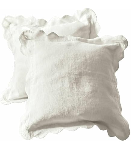 Gerüschte Kissenbezüge Aus Leinen – 2er-Set, 50x66 Cm, Naturfarben, Shabby-Chic-Stil, 100 % Baumwolle
