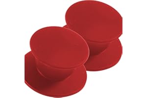 Kerafactum Zapasowy uchwyt do szklanej pokrywki, 2 x wytrzymały uchwyt do patelni, gałka do pokrywki, uchwyt do garnka, uniwersalny uchwyt, silikonowany, czerwony, czerwony, uchwyt pokrywki