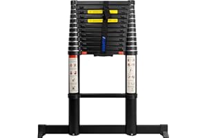 ALDORR Professional 12.5FT / 3.8M Aluminum Telescoping Ladder, One-Button Retraction Extension Ladder for Home - 330LB / 150 KG