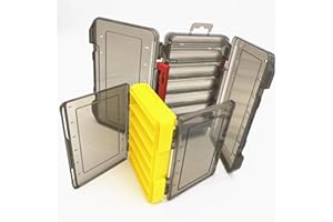 behone 2 pièces Leurre de pêche Boîte, Boite de leurres transparent, double faces visible poignee a main, Boîte de rangement 10 sections avec trous d'évacuation, pour leurres de pêche