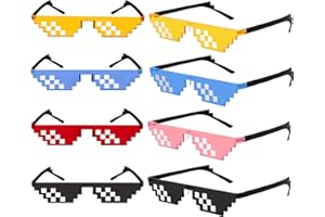 Thug Life Lot de 8 Paires de Lunettes de Soleil pour Adultes et Enfants, Lunettes de Soleil pour Homme et Femme, Pixelated Lunettes de Soleil, Lunettes Pixel Mosaic Unisexe Lunettes de Soleil Jouet