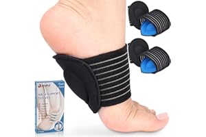 Ailaka 2 Pair Arch Support Braces, Compression Cushioned Plantar Fasciitis Sleeves for Pain Relief & Sore, Flat Feet, Heel Spurs (Black & Blue, 4 Count (Pack of 1))