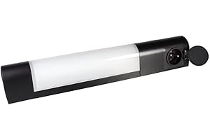 TIBELEC Applique LED + prise noir 7W, 500 lm, IP21, 4000K, interrupteur on/off, bornier intégré, garantie 5 ans