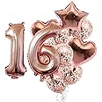 Pop The Party Nylon 16Th Number Balloon With 16 Digit Balloon For Including Star, Heart And Confetti Balloons,Multicolor,11 Pcs
