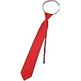 Vesuvio Napoli PreTied Men's Necktie Solid RED Color Mens Zipper Neck Tie