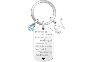 SUONIE Inpirazione Portachiavi Regalo,Argento 26 Lettera A-Z Inglese Initial Pendente Portachiavi Per Le Donne Uomini Unisex Figlia Figlio Sorelle Amici Amante Compleanno Natale Laurea