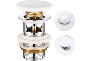 OTOmitra Tapones de Desagüe, Pop-Up Universal Desague Lavabo, Tapones de Desagüe Lavabo, Desagüe Lavabo Universal con Rebosadero, Válvula Tapon para Bidés, Tapones de Desagüe para Lavabo de Baño