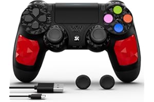 MUZELI Manette sans fil pour PS4 Contrôleur Multiplateforme Compatible avec PS4/Pro/Slim/PC/iOS/Android/Mac avec Capteur de Mouvement 6 Axes/Prise Audio 3,5 mm/Vibration Double/Pad Tactile Sensible