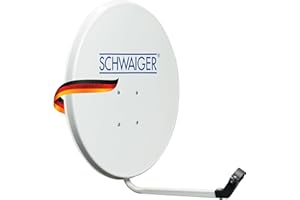 SCHWAIGER 128 Satellitenschüssel SAT-Antenne Satelliten-Anlage Offset-Antenne LNB-Tragarm Masthalterung Sat-Schüssel SAT-Anlage Stahl 55 x 62 cm hellgrau