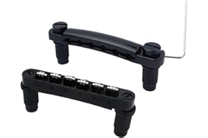 Guyker Guitar Tune-O-Matic Bridge and Stop Bar Tailpiece Combo Replacement Compatible with LP SG EPI 6 String Electric Guitar(GS001 + GM005, black)