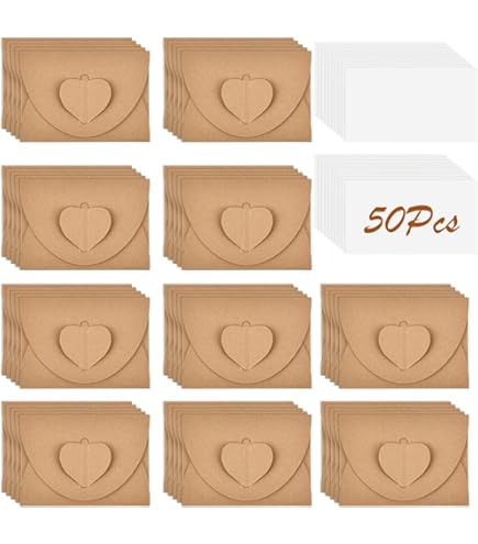 100 Buste Di Carta Kraft Con 100 Biglietti Di Carta Bianchi, Mini Buste Con Chiusura A Cuore Per Carte Regalo Fai Da Te Graffiti | IT