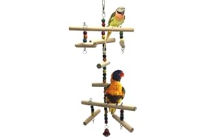 KEERSI Jouet d’échelle en bois pour perroquet, perruche, inséparables, calopsitte, conure, pinson ou ara gris africain