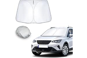 CDEFG Compatible con Seat Arona 2017-2023 2024 Parasol Coche Delantero, Parasol Coche Parabrisas Protector Plegable con Gran Pantalla Anti UV Rayos Parasol Arona KJ7 FR Accesorios