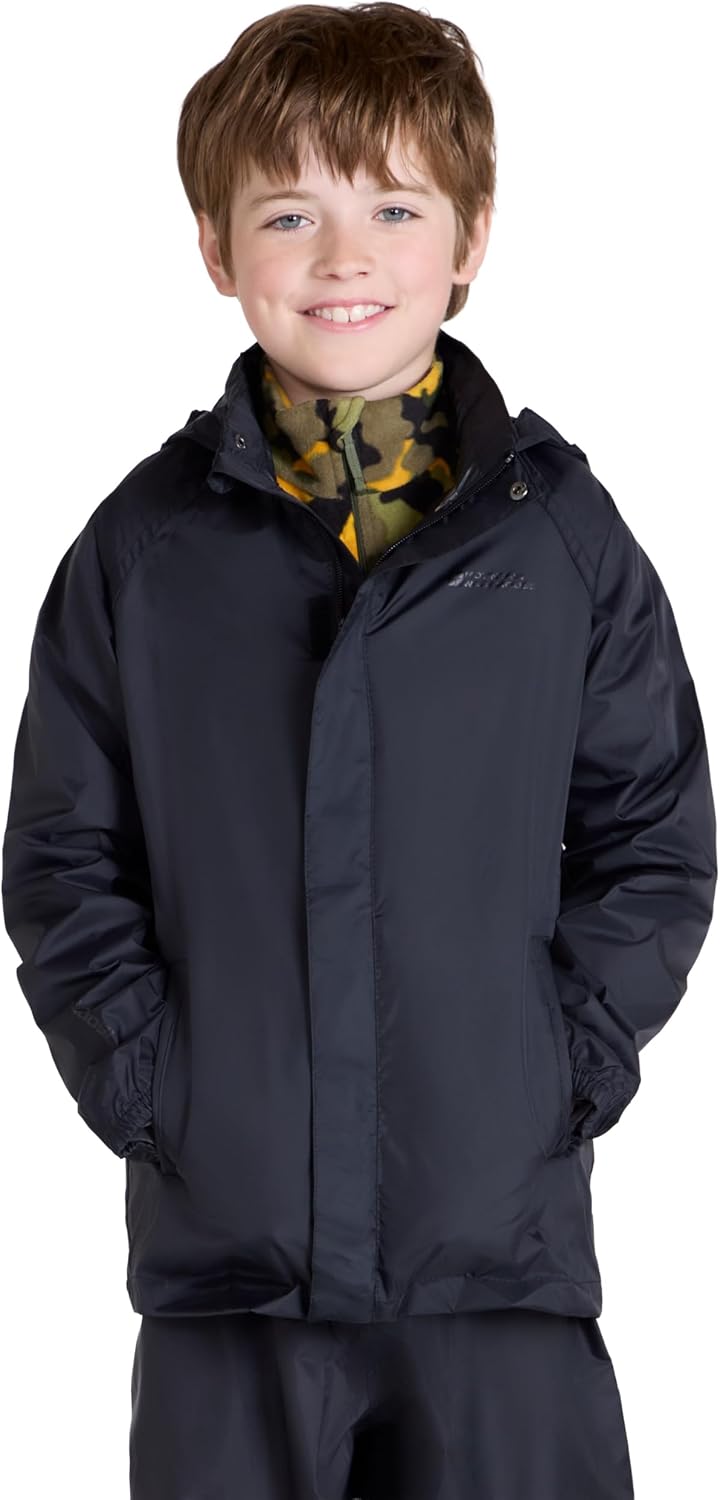 Mountain Warehouse Pakka Kids Waterproof Jacket - Wind Resistant, Lightweight,Breathable Rain Coat for Girls & Boys, Packaway Bag - For Rain, Spring Summer