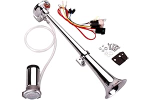 ‎FARBIN FARBIN 12V 150db Luft Horn Kit, Super Loud 45 Zentimeter Chrom Zink Einzelne Trompete LKW Horn, Zug Horn mit Kompressor für irgendwelche 12V Fahrzeuge (12V, Einzelrohr Luft horn)
