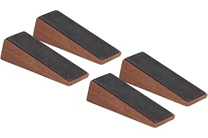 LICAEVEY 4 Pcs Trä Dörrstopp Mörkbrun Triangulär Halkfri, för Hem | Konstruktion av bokträ, vinklad design tillåter dubbel stapling, Förhindrar väggrepor på kraftiga dörrar