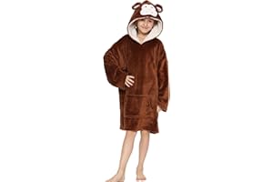 A2Z 4 Kids Girls Boys Oversized Hoodie ANIMAL Snuggle Blanket Super Soft Warm Fleece Kangaroo Pocket