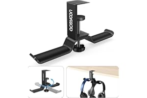aceyoon Double Support Casque Rotatif à 360° Porte Casque en Aluminium pour Bureau Headset Stand pour Casque Gaming sans Fil Audio Bluetooth Repose Casque Super Capacité de Charge (Noir)