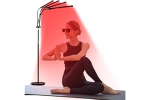 Relhafethy Floor Red Light Lamp, 660&850&940 Infrared Lamp 180 LEDs, Near Infrared Light with 10/20/30 Mins Timer & 5 Adjustable Brightness Levels for Home & Office Use