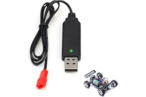 LEUUD Chargeur USB Câble RC Universel avec Connecteur Jst pour Lipo Batterie 3.7V & Nimh/Nicd Batterie (3S) 3.6V pour RC Drone, Véhicules