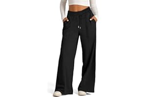 EIRUKON Pantalon Jogging Femme Large Pantalon Sport Baggy Jogging Taille Haute Pantalons Droit Décontracté Pantalons de Training Yoga avec Poches et Taille Élastique
