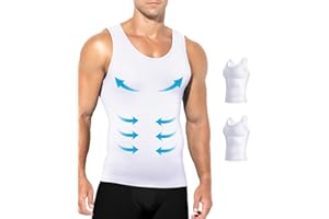 Casey Kevin Chalecode Compresión Hombre Faja Reductora Camiseta (Pack de 2) Men's Body Shaper Adelgazante Camisa Moldeadora Chaleco