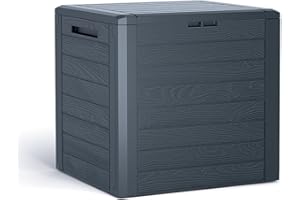 RG-Vertrieb Storage Box 140 L - Garden Chest With Wood Look, Cushion Box (Anthracite)