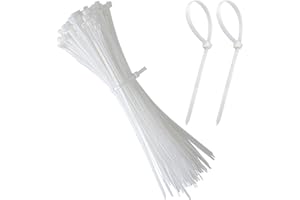 HZKAIS 100 PCS White Plastic Cable Ties, 300mm x 3.6mm, 12" Premium Nylon Zip Ties, Heavy Duty Strong 30 cm Long Zip Tie Wraps, Secure Self-Locking, Multi-Purpose Plastic Tie Wraps for Home Garden Office DIY