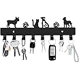 GTK Key Hooks with 8 Hooks Wall Mounted, Key Holder for Wall Decor, Dog Key Holder for Entryway, Self Adhesive Cat Key Rack for Living Room
