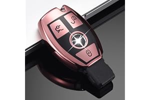 HooRLZ Mercedes Benz Schlüsselhülle, Silikon Schlüssel Cover für Mercedes Benz A B C E G S R Class GLA GLC GLE GLS SL SLK TPU Schlüsselhülle, 3-Tasten Autoschlüssel Hülle Mercedes - Rosa