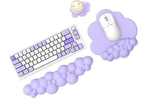 MAMBASNAKE Cloud Tapis de souris et repose-poignet pour clavier avec sous-verre, confortable coussin de poignet en mousse à mémoire de forme avec base antidérapante - Violet